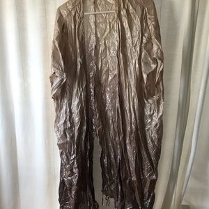 Free People Bronze Gold Fringe Long Kimono